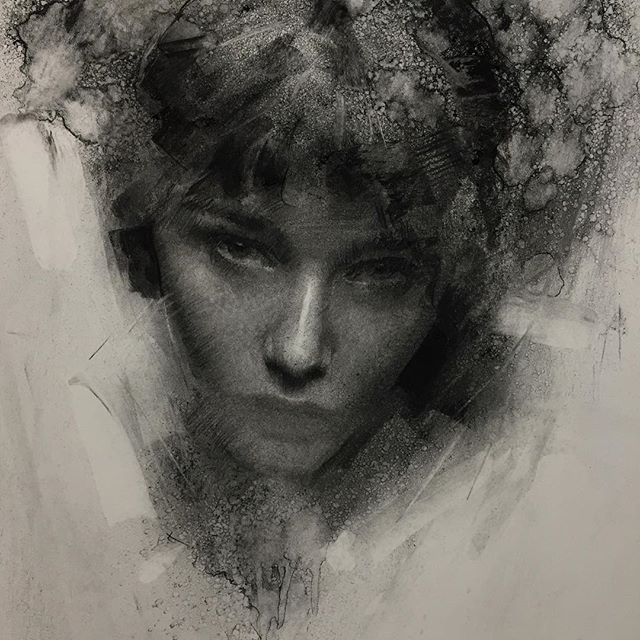 Expressive charcoal portrait artwork